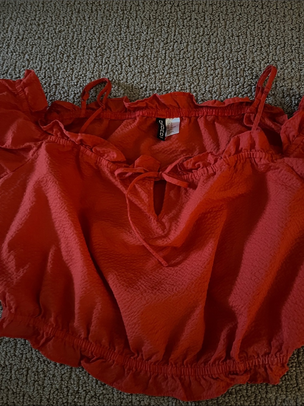 Divided orange/Red Off-Shoulder Ruffle Crop Top - Picture 3 of 5
